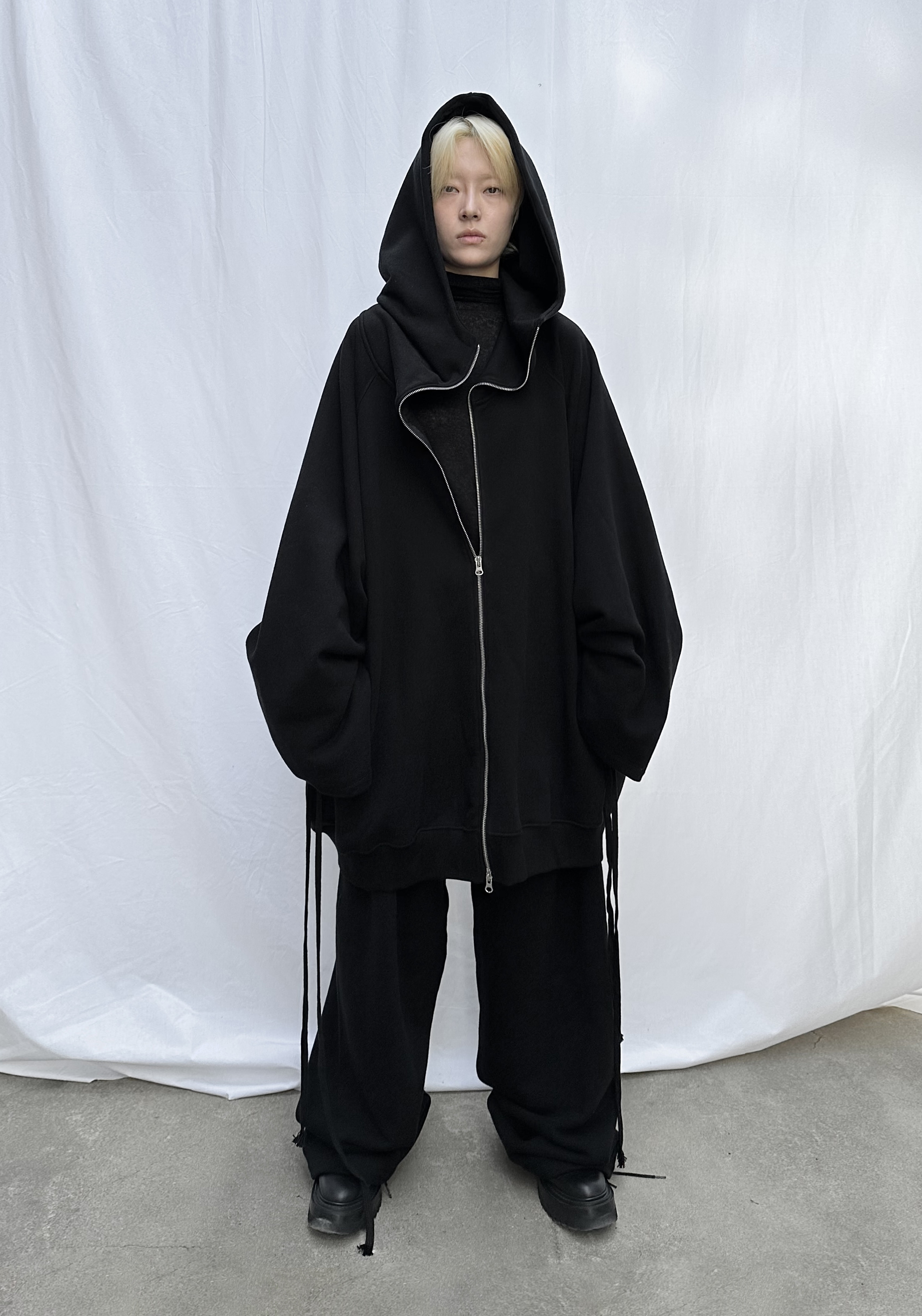 FW23 UNISEX OVERSIZED BIG HOODIE ZIP-UP #BLACK [sold out]