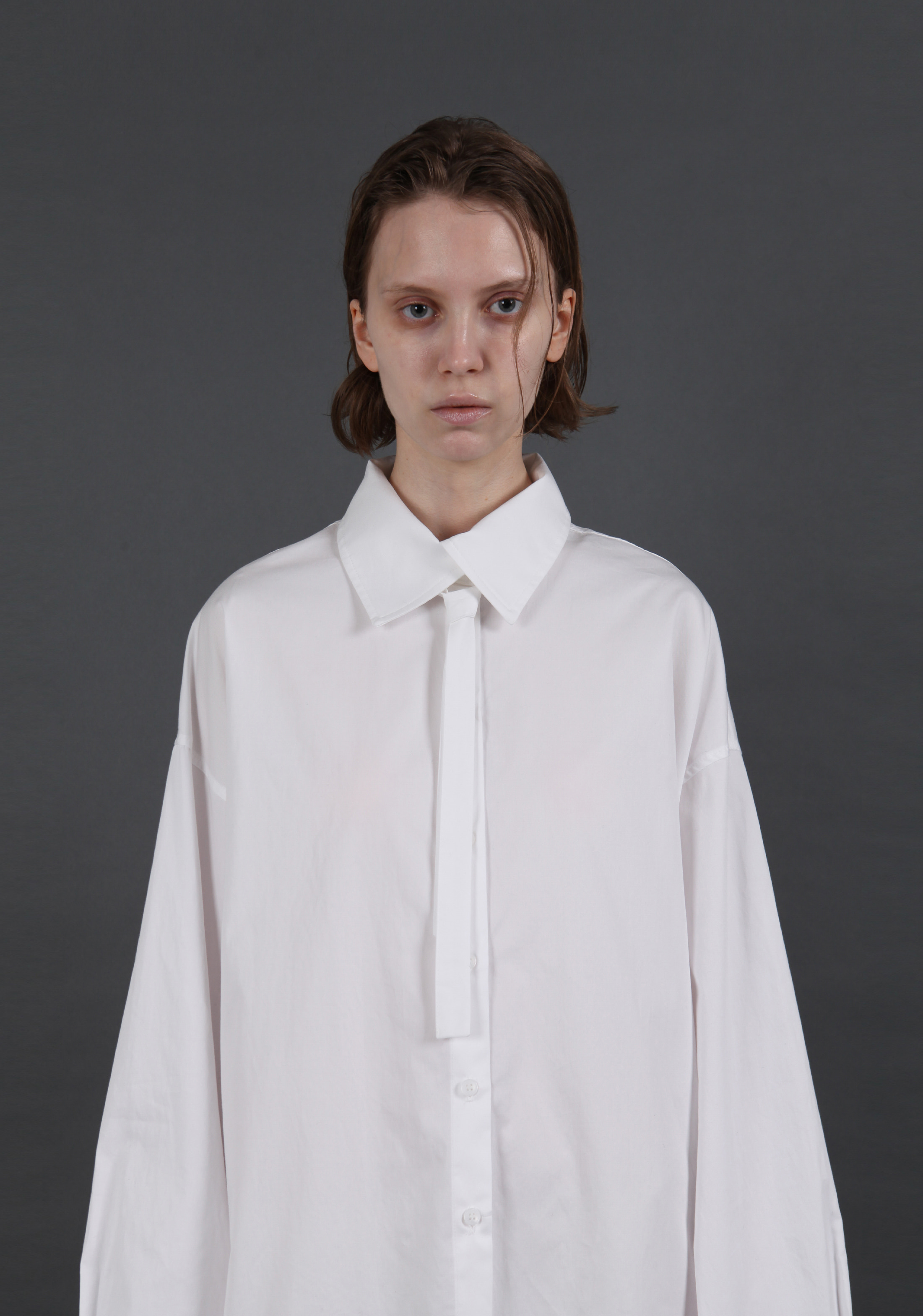 SS24 UNISEX AMU OVERSIZED TIE SHIRT #WHITE [sold out]